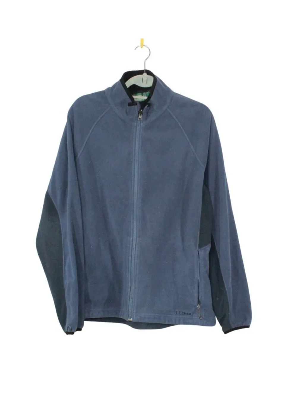 LL Bean Polartec Fleece Jacket Blue Black Full Zip Outdoor Size Large